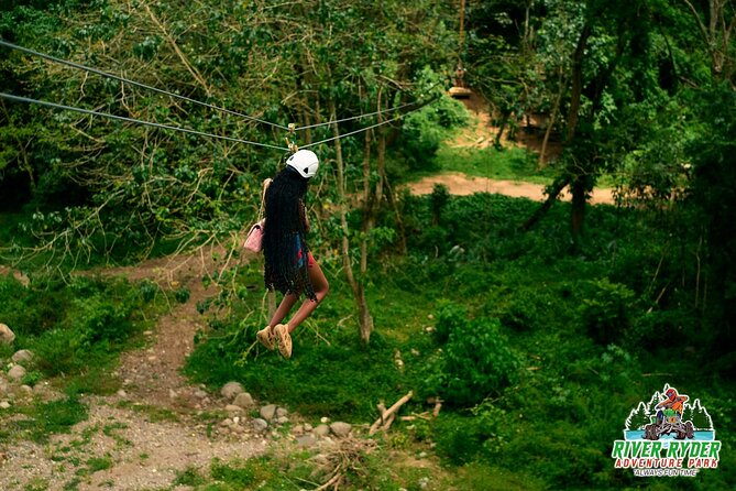 ATV Zipline Nature Walk Swing over Wishing River Kingston Jamaica - Ziplining above trees and the Wishing River