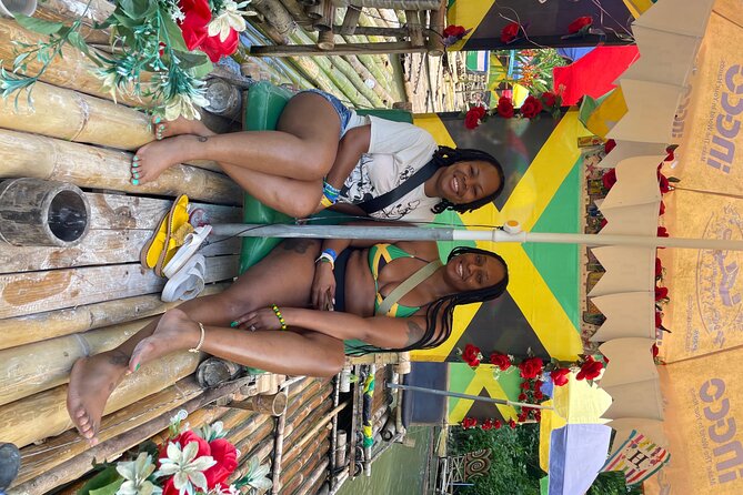 Bamboo Rafting w/ Limestone Massage Montego Bay Jamaica - Boarding the bamboo raft in Lethe