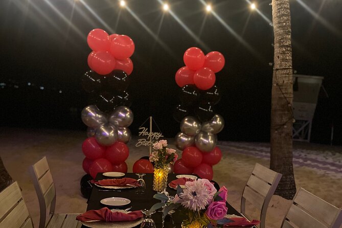 Birthday Dinner On Beach In Montego Bay Jamaica - A birthday table arranged in the Montego Bay sand
