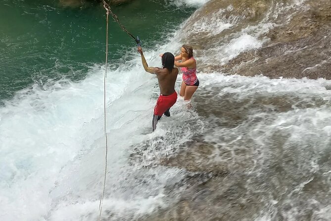 Blue Hole Adventure Ocho Rios. - The main pool platform and waterfall swim