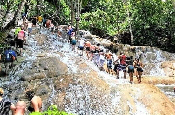 Blue Hole and Dunn's River Falls from Ocho Rios - Getting ready for wet rocks and moving water