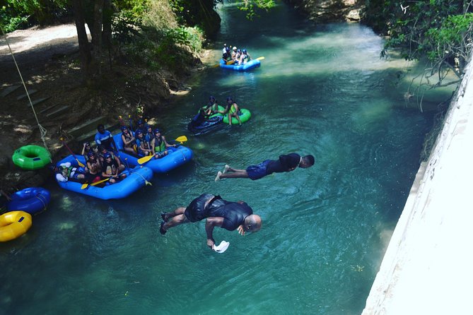 Falmouth Waterfalls Rafting and Beach Adventure - The rope swing and river stop