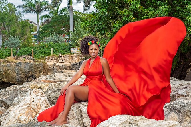 Flying Dress Photoshoot at Doctors Cave Beach Montego Bay Jamaica - Meeting Austin and Martin at the beach