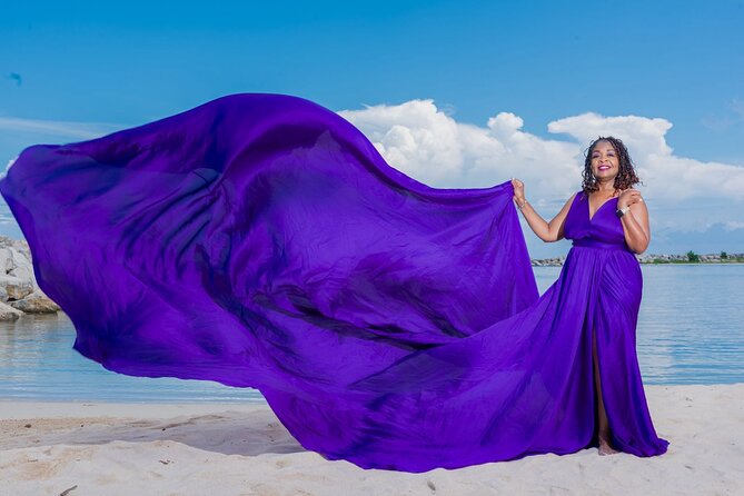 Flying Dress Photoshoot at Doctors Cave Beach Montego Bay Jamaica - Choosing and wearing the flying dress