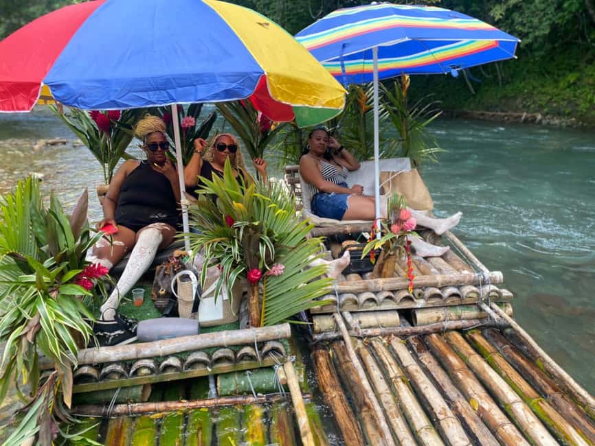 From Montego Bay: Bamboo Rafting & Limestone Massage Tour - Boarding a 30-foot bamboo raft