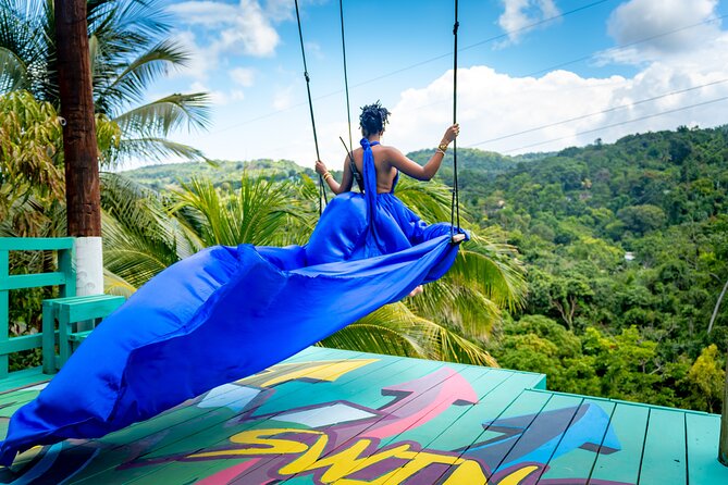 Jamaica Swing Drone Photoshoot with Dress Lunch and Transport - From Ocho Rios to Snow Hill