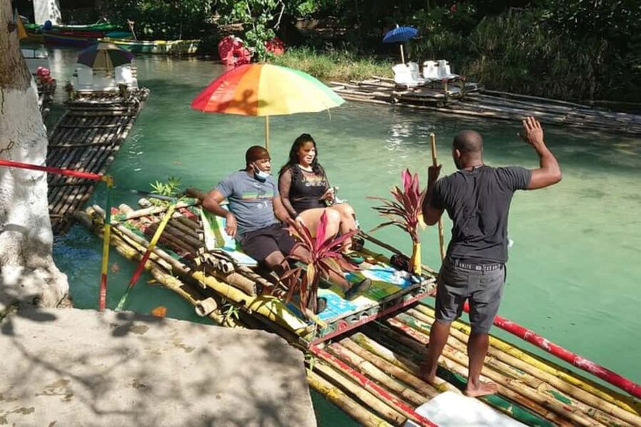 Montego Bay, Jamaica: Bamboo Rafting with Foot Massage - Boarding the bamboo raft