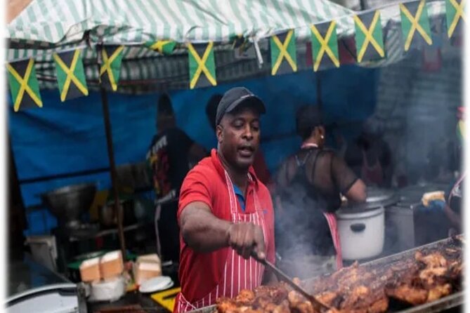 Ocho Rios Street Eats - Jerk Chicken and a Fruit Stall