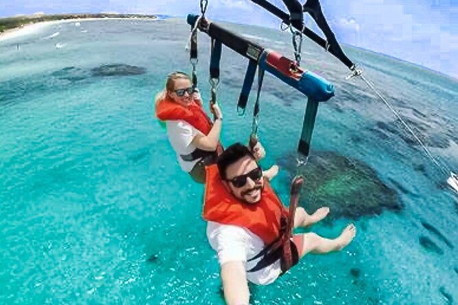 Parasailing above Turquoise Ocean Waters in Montego Bay - Private Pickup With OceanShootJamaica Tours